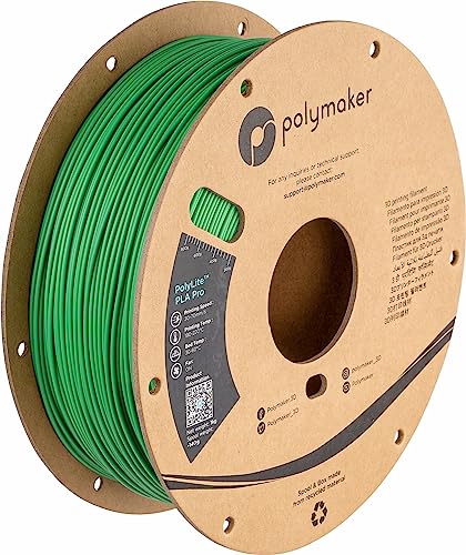 Polymaker PLA PRO Filament 1.75mm 1kg, Tough & High Rigidity Green 3D Printing Filament, PolyLite PLA PRO 3D Printer Filament 1.75mm, Print with Most 3D Printers