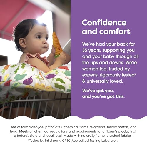 Boppy Shopping Cart Cover for Baby - 360° Coverage Cart Cover for Babies with Safety Harness, Toy Tether, One-Hand Placement, Machine-Washable, 6 Month & Up - Multicolor Farmer's Market