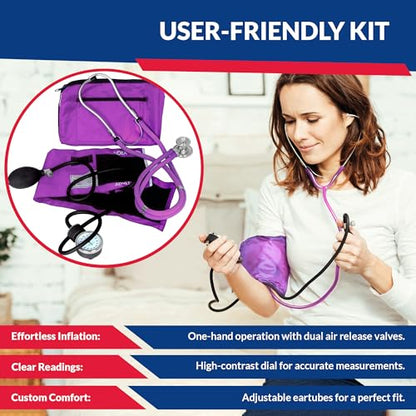 Dixie EMS Blood Pressure and Sprague Stethoscope Kit - Purple