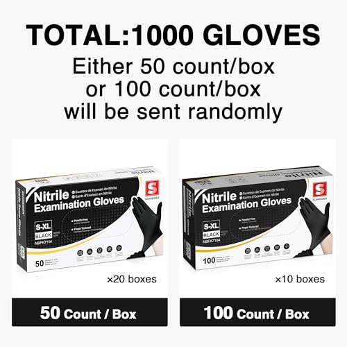 Schneider Nitrile Exam Gloves, Black, Medium, 1000-ct Case, 4-mil, Latex-Free, Powder-Free, Food-Safe (NBFK7102)