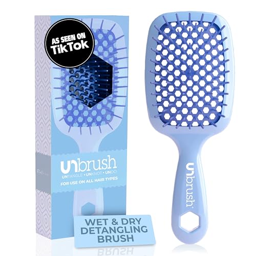 FHI Heat UNbrush Detangling Brush for Pain-Free Brushing on All Wet or Dry Hair Types — Durable DuoFlex Anti-Static Bristles, Lightweight Handle, Vented Hair Brush