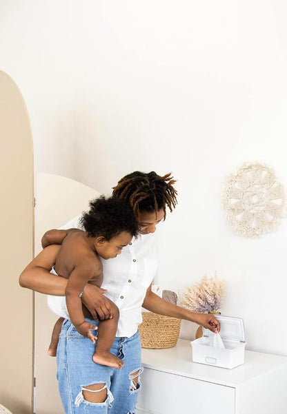 Ubbi Baby Wipes Dispenser, Baby Wipes Case, Baby Wipes Holder With Weighted Plate, Keeps Wipes Fresh And Non-Slip Rubber Feet, Gray