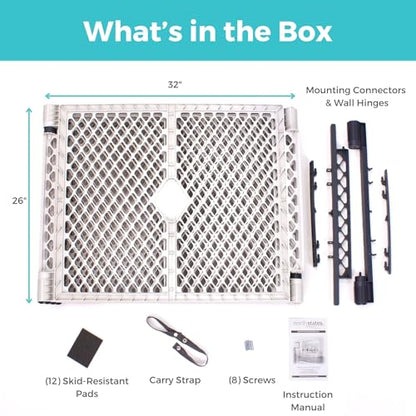 Toddleroo by North States - Superyard Duo Extra Wide Baby Gate & Play Yard: 6 Panel Baby Playpen - Included Wall Mount Kit - Made in USA - 38.5 to 201 Inches Wide - 26 Inches Tall - Light Gray