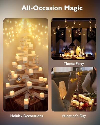 Homemory Timer Tea Lights Candles Battery Operated, 6H Timer Built-in, Auto On Daily, Flameless LED Tealight Votives for Table Centerpieces, Lantern, Holiday Decor, Warm Lamp, No Remote, 24-Pack