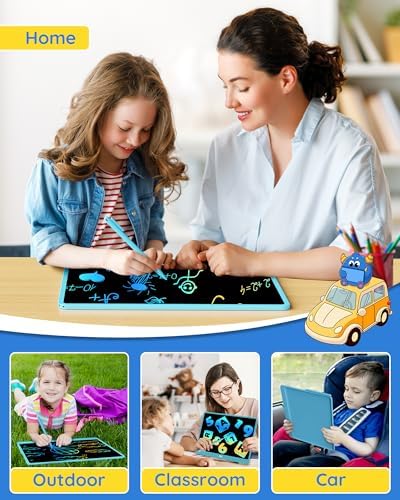 TEKFUN LCD Writing Tablet Doodle Board, 16 Inch Colorful Drawing Tablet Writing Pad, Toddler Toys for 3 4 5 6 7 8 9 Year Old Girls Boys Teen Adults, Birthday Gifts for Kids (Blue)