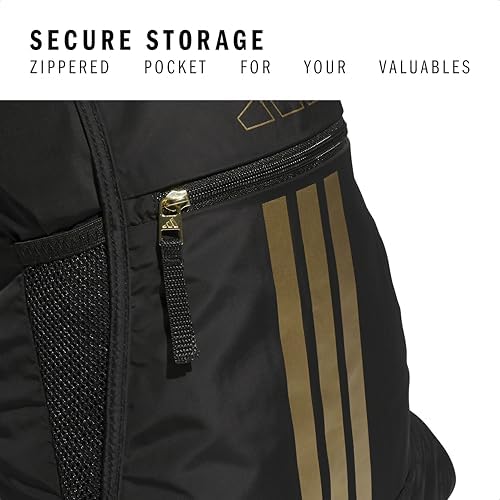 adidas Alliance Sackpack, Drawstring Backpack, Lightweight Small Gym Bag for Women and Men, Black/Gold Metallic, One Size