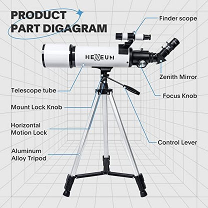 Telescope 80mm Aperture 600mm - Astronomical Portable Refracting Telescopes Fully Multi-Coated High Transmission Coatings AZ Mount with Tripod Phone Adapter, Wireless Control, Carrying Bag.