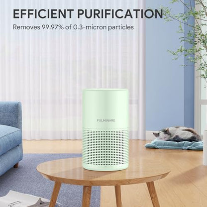 FULMINARE Air Purifiers for Home H13 True HEPA Air Filter Quiet Air Cleaner With Night Light Portable Small Air Purifier for Bedroom Office Living Room (Green 2 Pack)
