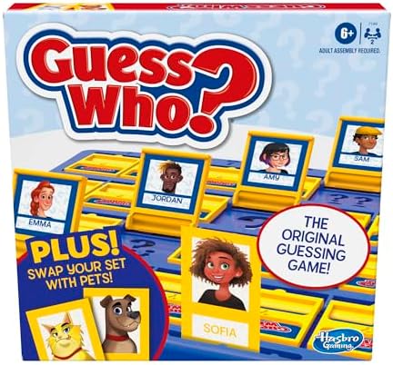 Hasbro Gaming Guess Who? Board Game, with People and Pets Cards, The Original Guessing Game for Kids, Ages 6 and Up (Amazon Exclusive)