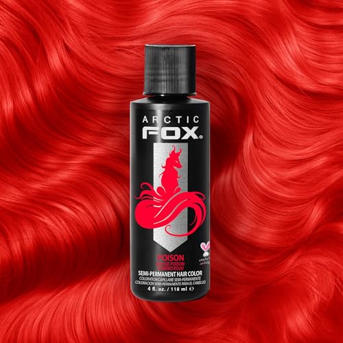 Arctic Fox Semi-Permanent Hair Dye, Vegan & Cruelty-Free, Vibrant Red Color, Ammonia-Free, Peroxide-Free, Conditioning Formula, For All Hair Types, Poison, 4 fl oz (Pack of 2)