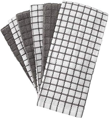 Bumble Kitchen Towels | 100% Cotton Dish Towels with Hanging Loop | 16"x 28" | 380GSM | Absorbent Kitchen Towel Set | 6 Pack, Gray