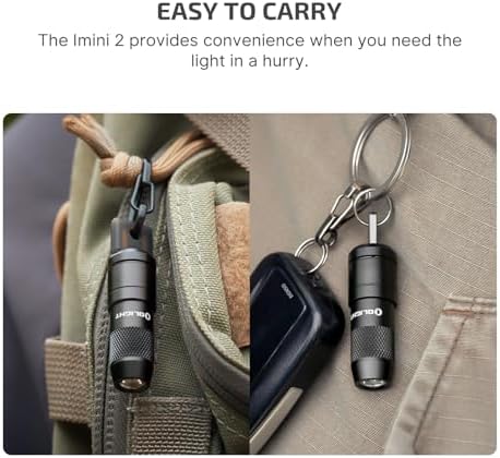 OLIGHT IMINI 2 EDC Rechargeable Keychain Flashlight, 50 Lumens Compact and Portable Mini LED Keyring Lights with Built-in Battery Ideal for Everyday Carry and Emergencies (Black)
