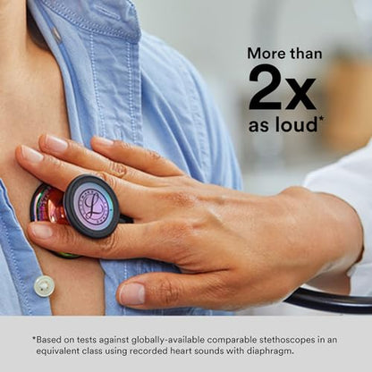 3M Littmann Cardiology IV Diagnostic Stethoscope, 6240, More Than 2X as Loud, Weighs Less, Stainless Steel High Polish Rainbow-Finish Chestpiece, 27" Black Tube, Smoke Stem, and Headset
