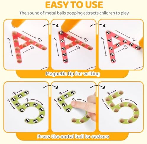 GAMENOTE Double Sided Magnetic Letter & Number Board Set - Alphabet & Numbers Tracing Board for Toddlers, ABC Uppercase & Lowercase Practicing, Math Learning, Educational Toys for Kids