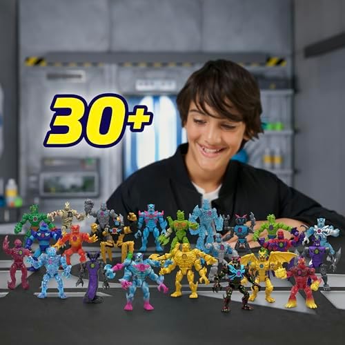 MRBEAST LAB Hybrids Multi Pack, Reveal Different Hybrid Parts to Create 2 Mix & Match Action Figures, Plus Parts of The Golden Panther Dragon, Fuse Beast Combinations, Lab-Bot vs GID Skeleton