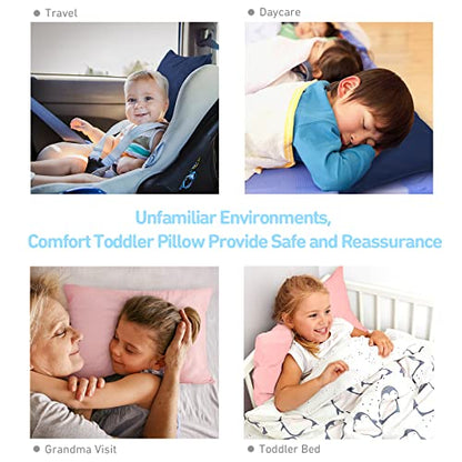 Babebay Toddler Pillow,13X18 Soft Kid Pillow for Sleeping, Machine Washable Toddler Pillow with Cotton Pillowcase, Age 2 to 5 (Pink)