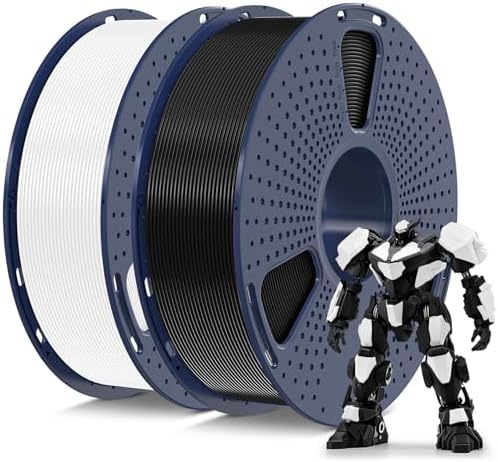 SUNLU PETG Filament 1.75mm Bundle, Less Stringing and Good Layer Adhesion 3D Printer Filament, Individually Vacuum Packed, 2kg in Total, 1kg per Spool, PETG 2 Pack, Black+White