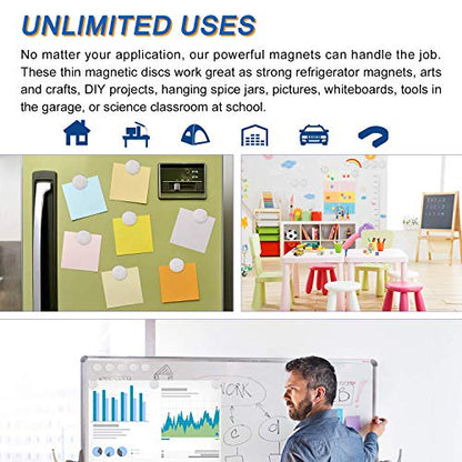 LOVIMAG Super Strong Neodymium Disc Magnets, Powerful Rare Earth Magnet with Adhesive Backing for Fridge, Craft, and Office Magnets - 1.26 inch x 1/8 inch, Pack of 12 (6 Black, 6 Silver)