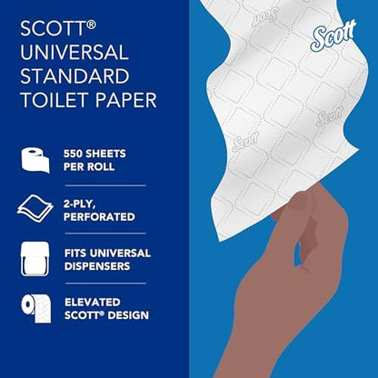 Scott Professional Standard Roll Bulk Toilet Paper (04460), 2-Ply, Elevated Design, White, Individually Wrapped (80 Rolls of 550 Sheets, 44,000 Sheet Total)