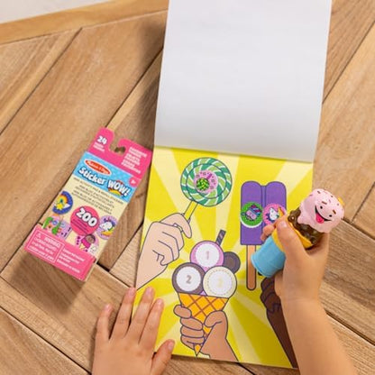 Melissa & Doug Sticker Wow!™ Ice Cream Bundle: 24-Page Activity Book, Refillable Sticker Stamper, Mini Pad, 500 Stickers, Arts and Crafts for Kids Ages 3+