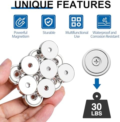 LOVIMAG 30LBS Neodymium Magnets, 24Pack Round Strong Rare Earth Magnets with Screws for Tool Room, Science and Wall Mounting-0.78 * 0.2 inch