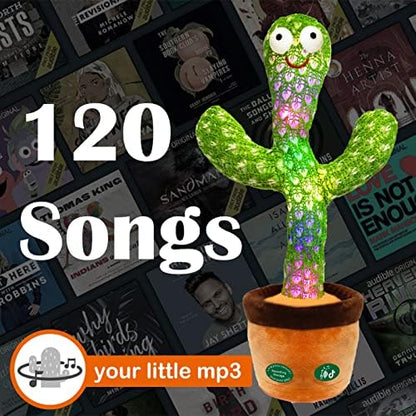 [Update Volume Adjustable] Talking Cactus Toy Mimics Back, Gift Package Repeat Talking Cactus Plush Toys - Talking Sing+Repeat+Dancing+Recording+Rainbow Led Cactus Toy(15 Second Recording)