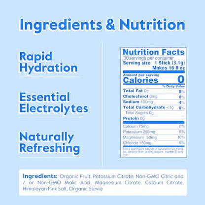 Nectar Hydration Packets - Electrolytes Powder Packets - Sugar Free & 0 Calorie - Organic Fruit Liquid Daily IV Hydrate Packets for Dehydration Relief & Rehydration (Tropical 30 Pack)