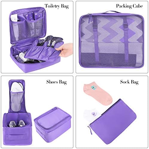 BAGAIL 8 Set Packing Cubes Luggage Packing Organizers for Travel Accessories-Light Purple