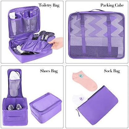 BAGAIL 8 Set Packing Cubes Luggage Packing Organizers for Travel Accessories-Light Purple