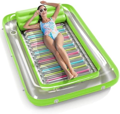 Inflatable Tanning Pool Lounger Float - Jasonwell 4 in 1 Sun Tan Tub Sunbathing Pool Lounge Raft Floatie Toys Water Filled Tanning Bed Mat Pad for Adult Blow Up Kiddie Pool Kids Ball Pit Pool