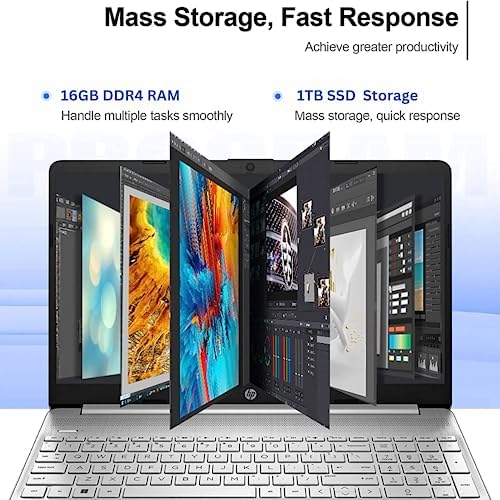 HP Pavilion 15.6" HD Touchscreen Anti-Glare Laptop, 16GB RAM, 1TB SSD Storage, Intel Core Processor up to 4.1GHz, Up to 11 Hours Long Battery Life, Type-C, HDMI, Windows 11 Home, Silver