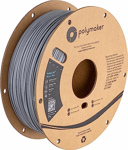 Polymaker PLA PRO Filament 1.75mm 1kg, Tough & High Rigidity Grey 3D Printing Filament, PolyLite PLA PRO 3D Printer Filament 1.75mm, Print with Most 3D Printers
