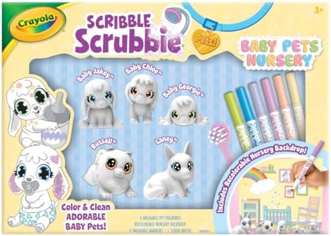 Crayola Scribble Scrubbie Baby Pets Nursery, Baby Animal Toys for Toddlers & Kids, Gift for Girls & Boys, Ages 3, 4, 5