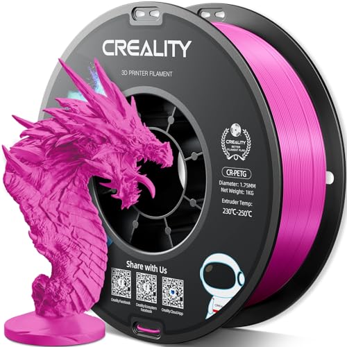 Official Creality PETG 3D Printer Filament 1.75mm 1KG (2.2lbs), High Precision Strong Toughness, Odorless Better Flow Moistureproof 3D Printing Ender Filament, Magenta