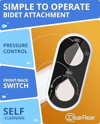 CLEAR REAR Bidet Attachment for Toilet – Non-Electric, Self-Cleaning - Adjustable Water Pressure Nozzle - Bidet Attachment for Toilet Seat with Front & Rear Wash, Hygienic Bathroom Upgrade (Black)