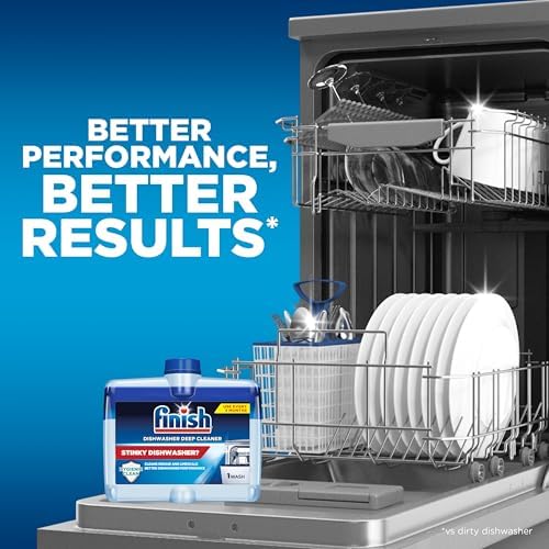 Finish Dishwasher Cleaner Liquid, Deep Cleans Hidden Grease & Limescale, Fights Odors & helps maintain Performance, 1 Year Supply, 8.45oz, 4 Bottle