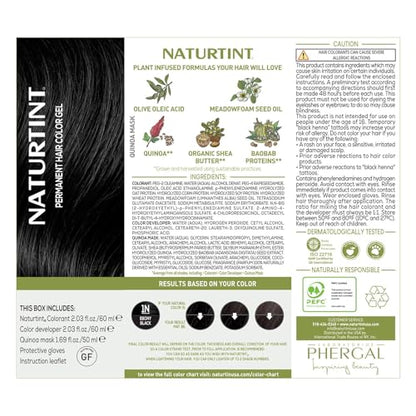 Naturtint 1N Ebony Black Permanent Hair Color (Pack of 6), Ammonia Free, Vegan, Cruelty Free, up to 100% Gray Coverage, Long Lasting Results (Packaging may vary)