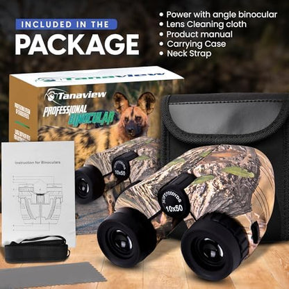 10x50 Compact Binoculars for Adults - Long Distance View, High Powered Binoculars with Travel Case - Lightweight, Large Eyepiece, Water & Fog Proof - Hunting, Bird Watching, Cruise