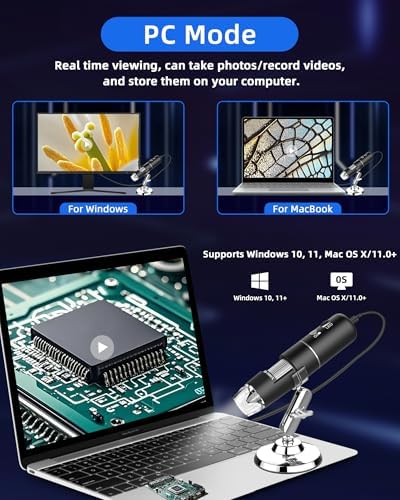 T TAKMLY Wireless Digital Microscope Handheld USB HD Inspection Camera Magnifying Glass with Light, 50x-1000x Magnification with Stand Compatible with iPhone, iPad, Samsung Galaxy, Android, PC