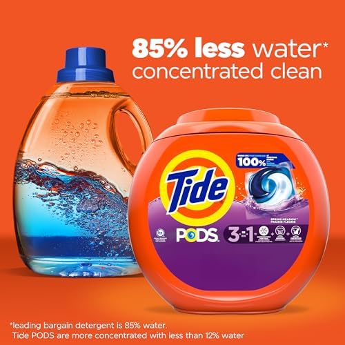 Tide PODS Laundry Detergent Pacs, 3-in-1 Stain Remover, Odor Fighter, Color Protector, 112 Count, HE compatible, Spring Meadow Scent