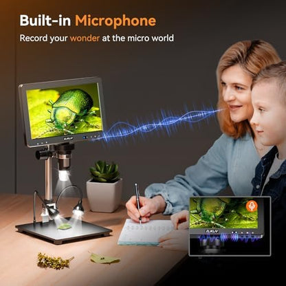 Elikliv EDM9 Max Digital Microscope: 20MP 10.1" 1500X HD IPS HDMI Coin Microscope Magnifier for Error Coins with Screen & Light, LCD Soldering Microscopes for Adults, PC/TV View, 64GB