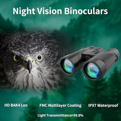 Binoculars 12x42 for Adults and Kids Night Vision Binoculars Compact Binocular Large Eyepiece Waterproof Binocular Wide Field of View for Bird Watching,Hiking,Hunting,Concert with Carrying Bag