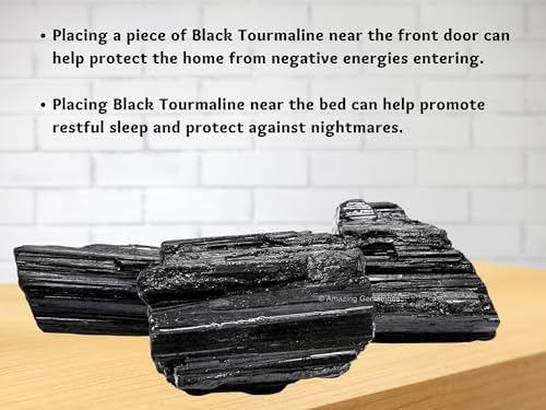 Amazing Gemstone Black Tourmaline Crystal - 1 Piece of 350-500 Grams Large - Very High Grade Black Tourmaline Crystals Rough Raw for Protection, Good Vibes Turmalina Negra Piedra Originales
