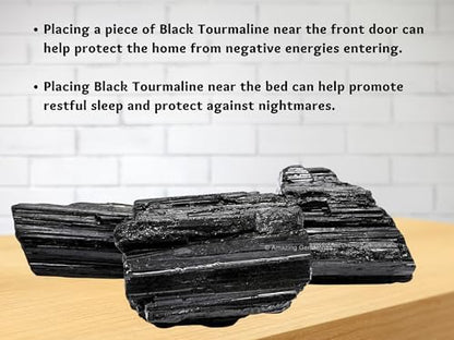 Amazing Gemstone Black Tourmaline Crystal - 1 Piece of 350-500 Grams Large - Very High Grade Black Tourmaline Crystals Rough Raw for Protection, Good Vibes Turmalina Negra Piedra Originales