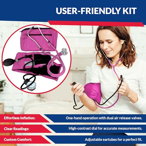 Dixie EMS Blood Pressure and Sprague Stethoscope Kit - Pink