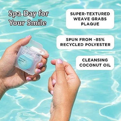 Cocofloss Woven Dental Floss, Dentist-Designed Oral Care, Mint, Waxed, Expanding, Vegan, Kid-Friendly String Floss with Coconut Oil, 3 Spools (33 yd Each)