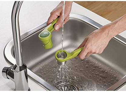 Joseph Joseph Helix Garlic Press Mincer Ergonomic Twist-Action Hand Juicer Stainless Steel, Green