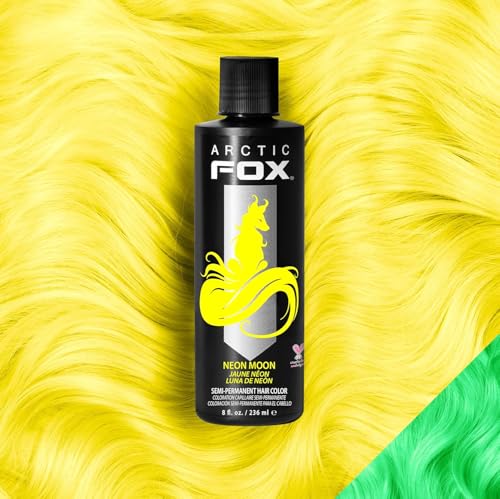 Arctic Fox Semi-Permanent Hair Dye, Neon Yellow, UV Reactive, Vegan & Cruelty-Free, Ammonia-Free, Conditioning Formula, Long Lasting, For All Hair Types, 8 Fl Oz (Pack of 2)