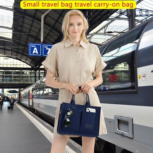 Tote Bag for Women With Compartments,Large Canvas Tote Women's Purse Crossbody Bags Work Laptop Book Bag Satchels Handbags