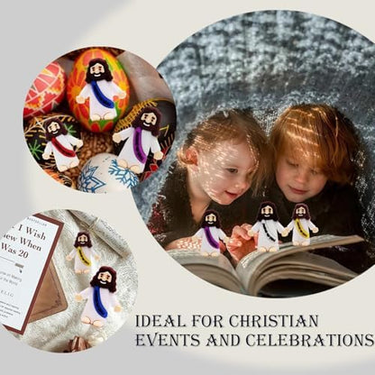 Little Jesus Figures, Mini Jesus Figurines in Bulk, Multicolor Tiny Jesus Figures, Miniature Figurines to Hide and Seek Religious Gifts for Easter Egg Stuffers (60)